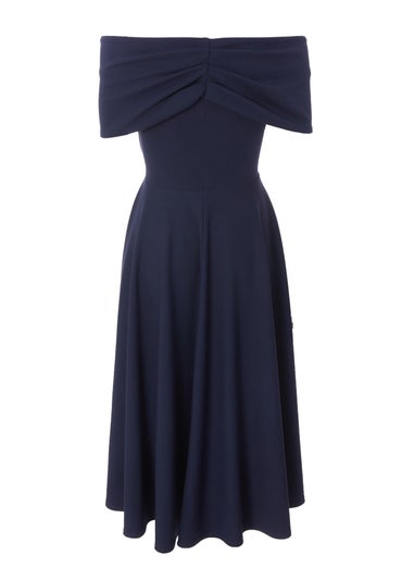 Quiz Navy Petite Bardot Midi Dress