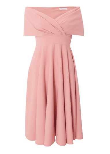 Quiz Pink Petite Bardot Midi Dress