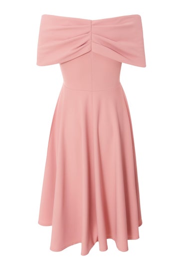 Quiz Pink Petite Bardot Midi Dress