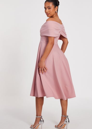 Quiz Pink Petite Bardot Midi Dress