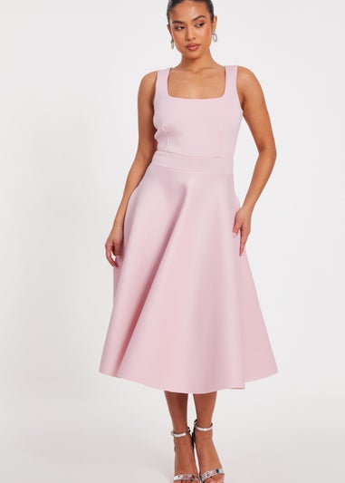 Quiz Pink Petite A-Line Midi Dress