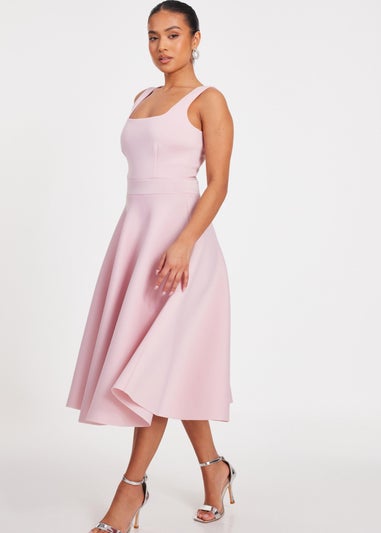 Quiz Pink Petite A-Line Midi Dress