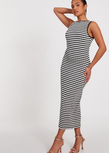 Quiz White Petite Stripe Midaxi Dress