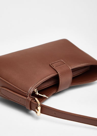 Quiz Brown Buckle Shoulder Bag