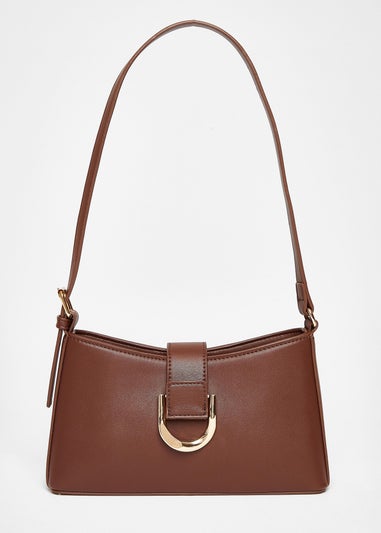 Quiz Brown Buckle Shoulder Bag