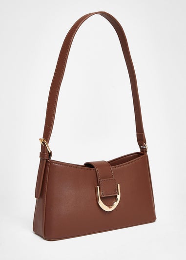 Quiz Brown Buckle Shoulder Bag