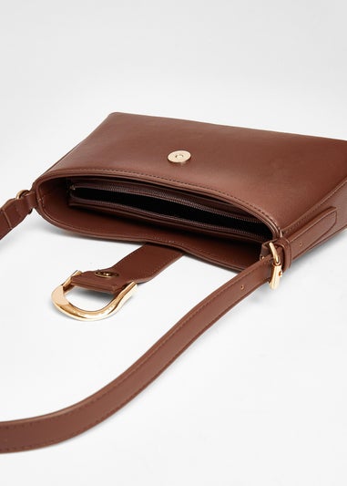 Quiz Brown Buckle Shoulder Bag