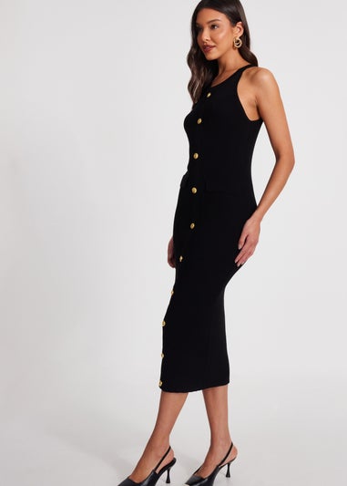 Quiz Black Knit Halter Neck Dress