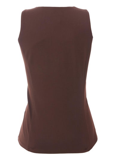 Quiz Brown Button Front Waistcoat
