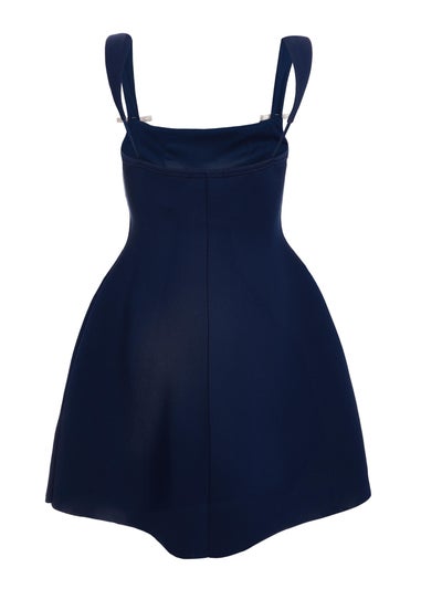 Quiz Navy Bow Detail Mini Dress