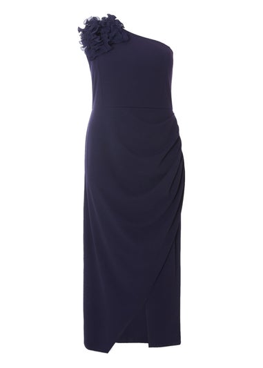 Quiz Navy Curve One Shoulder Maxi Dress