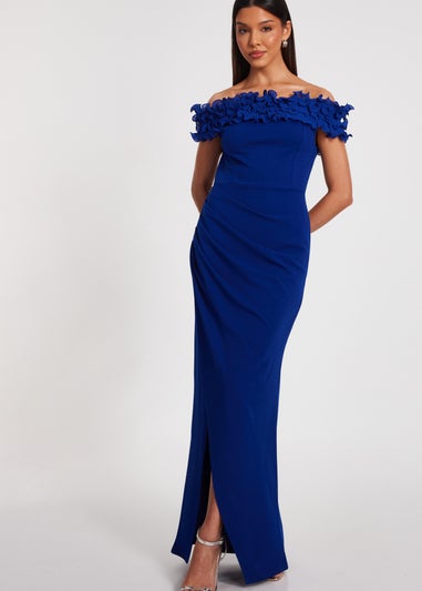 Quiz Blue Ruffle Maxi Dress