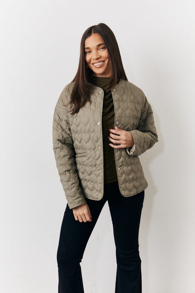 In The Style Khaki Heart Quilted Lightweight Jacket