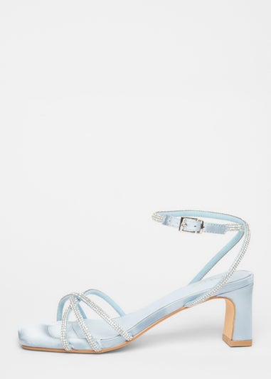 Quiz Blue Diamante Strappy Heeled Sandals