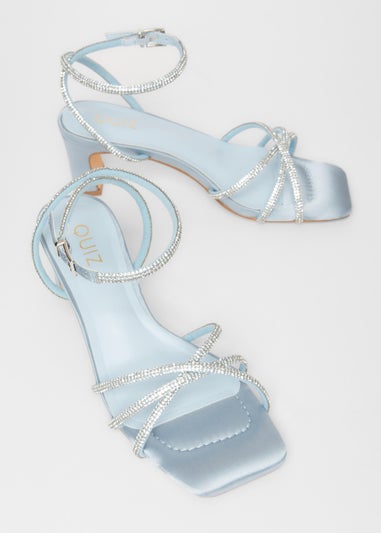 Quiz Blue Diamante Strappy Heeled Sandals