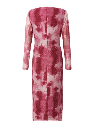 Quiz Pink Marble Print Midaxi Dress