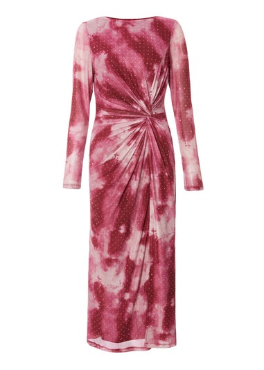 Quiz Pink Marble Print Midaxi Dress