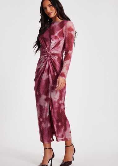 Quiz Pink Marble Print Midaxi Dress