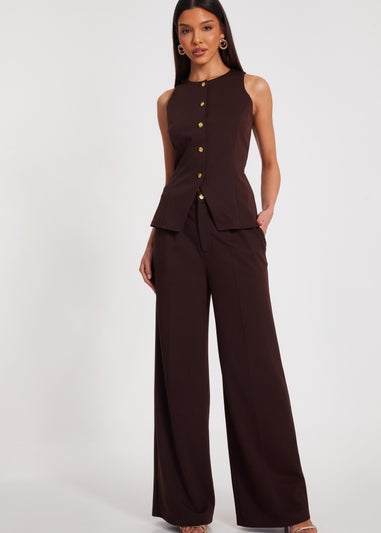 Quiz Brown Wide Leg Trousers