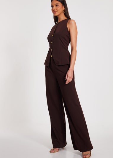 Quiz Brown Wide Leg Trousers