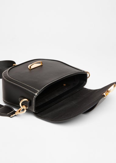 Quiz Black Contrast Stitch Cross Body Bag