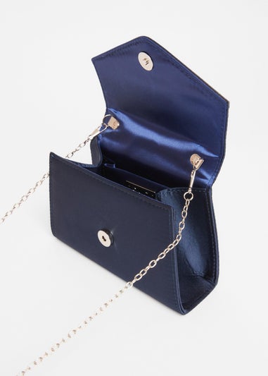 Quiz Navy Diamante Twisted Top Handle Bag