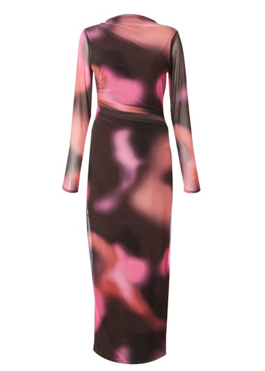 Quiz Brown Marble Print Midaxi Dress