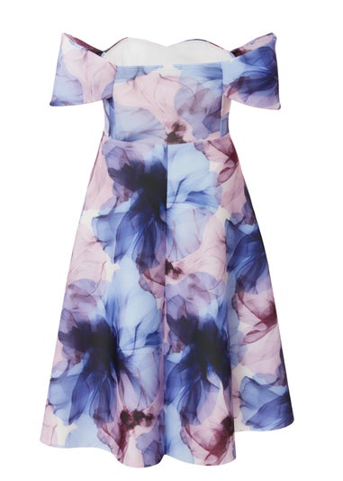 Quiz Blue Petite Floral Skater Dress