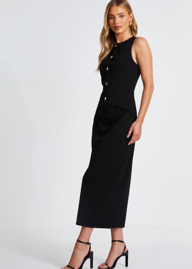 Quiz Black Waistcoat Midi Dress