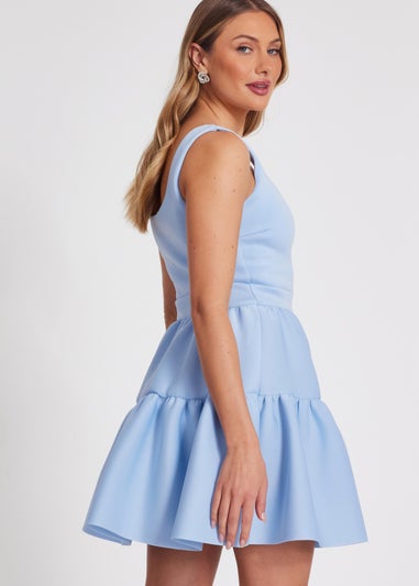 Quiz Blue Tiered Skater Mini Dress