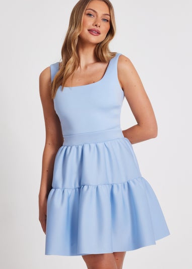 Quiz Blue Tiered Skater Mini Dress