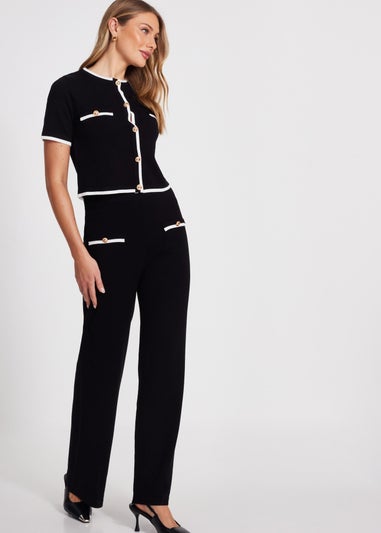 Quiz Black Knit Palazzo Trousers