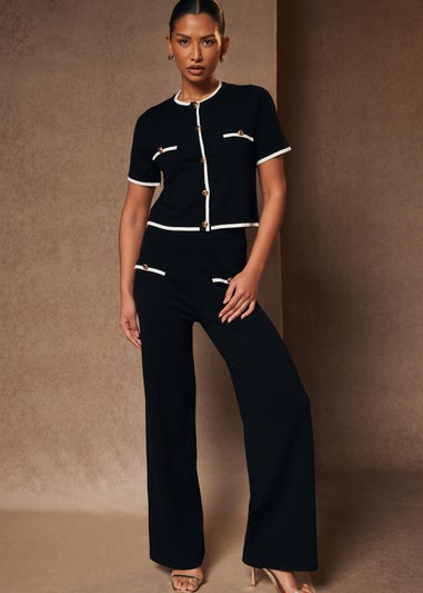 Quiz Black Knit Palazzo Trousers