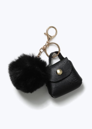 Muse Black Bag & Fluffy Pom Keyring