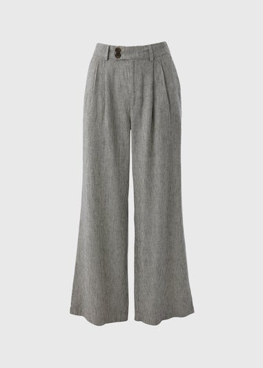 Papaya Petite Navy Stripe Linen Blend Wide Leg Trousers
