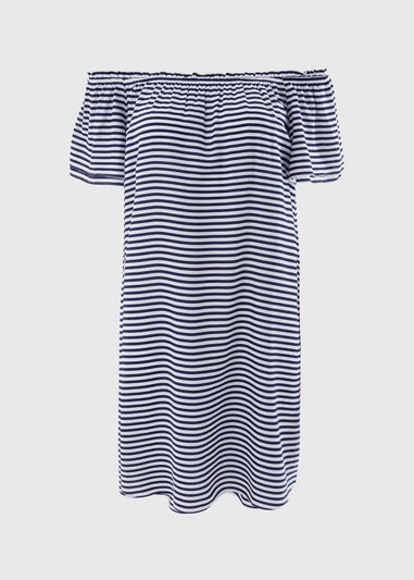 Navy Stripe Bardot Mini Dress