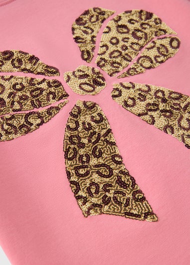 Girls Pink Sequin Bow T-Shirt (7-15yrs)