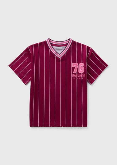 Girls Burgundy Football T-Shirt (7-15yrs)