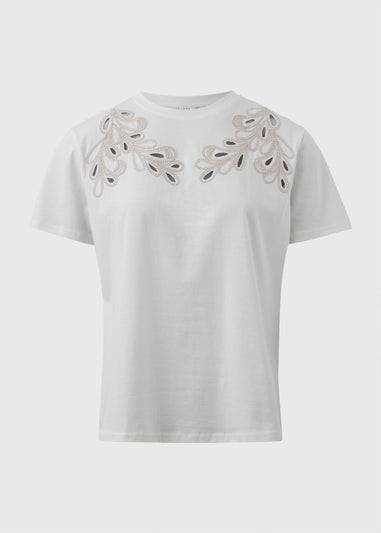 Cream Cutwork Detail T-Shirt