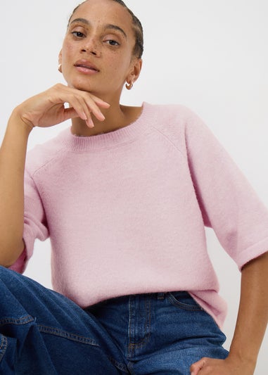 Light Pink Knit Spandex T-Shirt