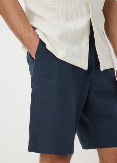Navy Linen Chino Shorts