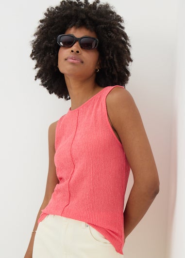 Coral Textured Seam Vest Top