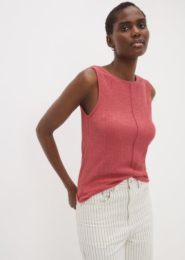Brown Textured Seam Vest Top