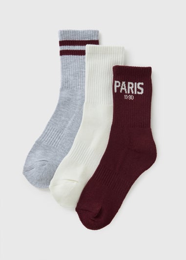 3PK SPORTS CREW PARIS BURG BURGUNDY