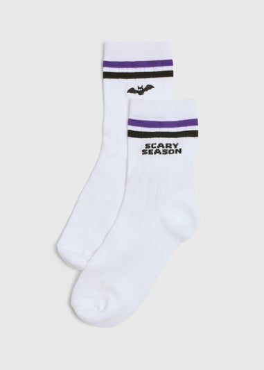 2 Pack White Stripe Halloween Sports Socks