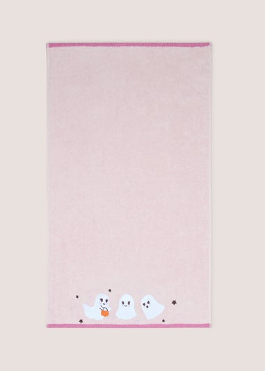 Pink Halloween Ghost Hand Towel