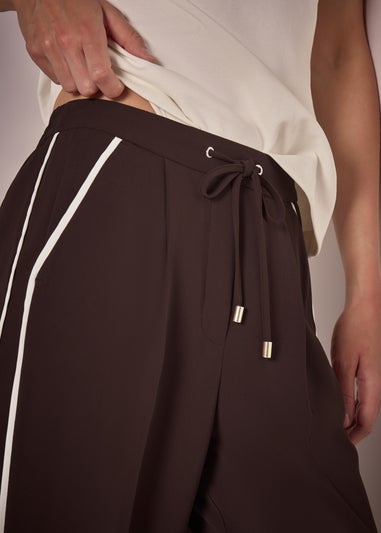 Et Vous Petite Brown Side Stripe Trousers