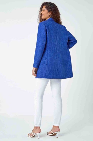 Roman Blue Longline Boucle Textured Jacket