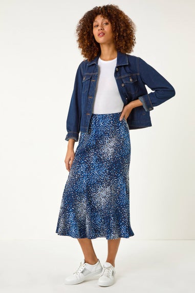 Roman Navy Abstract Print Panel Skirt