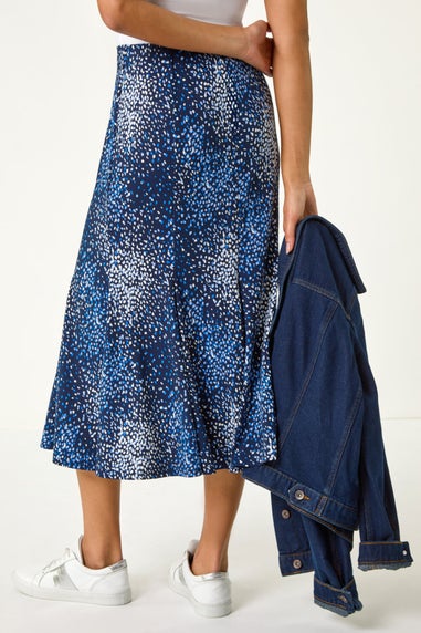 Roman Navy Abstract Print Panel Skirt